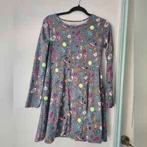 Cat And Jack Girls Skater Dress Cartoon Doodle Print Cotton Knit  XL (14/16) r